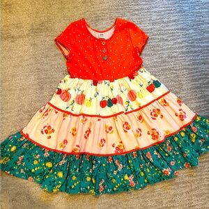 Wildflowers Sz 14 fall floral and pumpkin twirl dress. Excellent used condition!